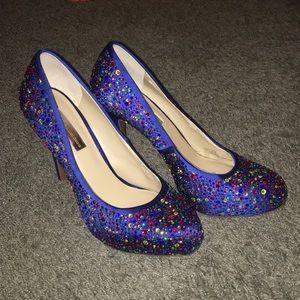 Blue Glitter Sparkle Heels